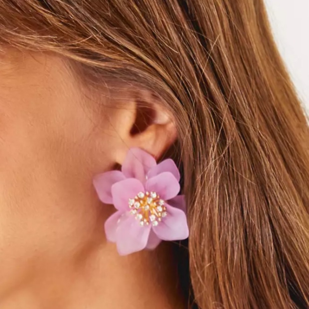 NWT Lilly Pulitzer Orchid Garden Earrings in Pink Water Hyacinth - Picture 3 of 8